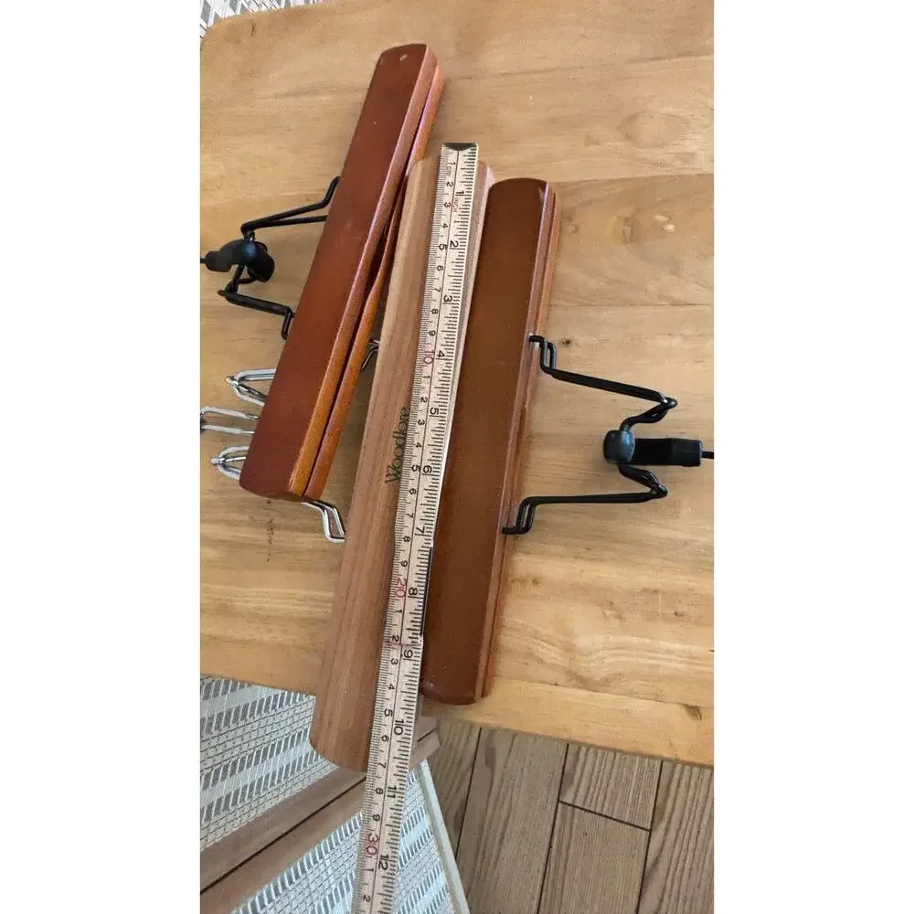 Woodlore Three wooden trouser and skirt clamp hangers